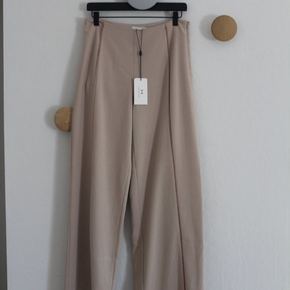 H by Halston Wide Leg Pants in Champagne with Eyelash Fringe Detail Size 6 NEW - Picture 7 of 9